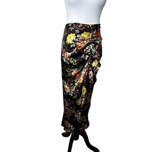 Floral Black Midi Skirt